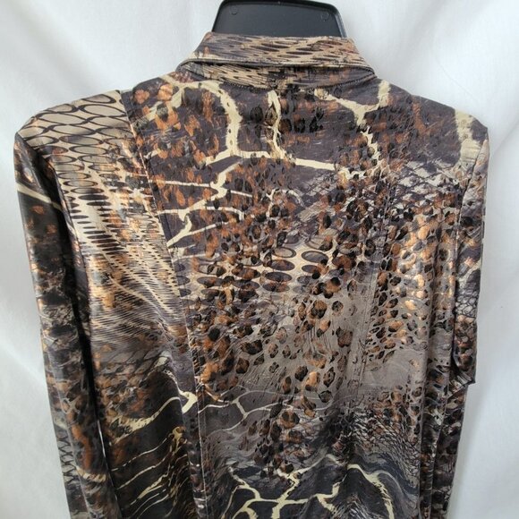 Susan Graver QVC Top Zip up blazer snakeskin XS metallic liquid Knit shimmer EUC - Picture 8 of 13